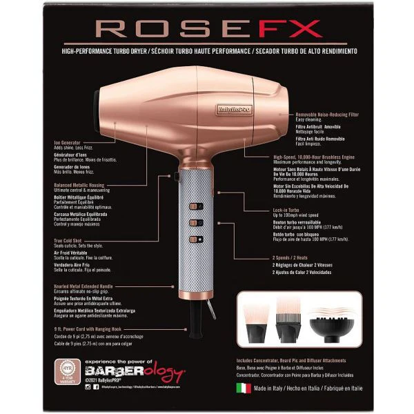 CONAIR BABYLISSPRO DRYER FX ROSEFX  dryer1875w(BAB44886) - Image 3