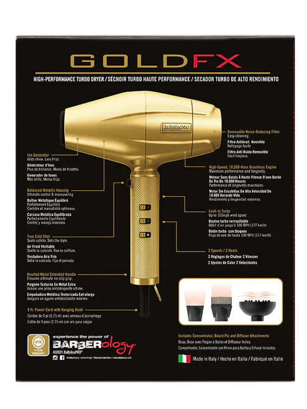 CONAIR BABYLISSPRO DRYER FX GOLDFX  dryer1875w(BAB44887) - Image 2