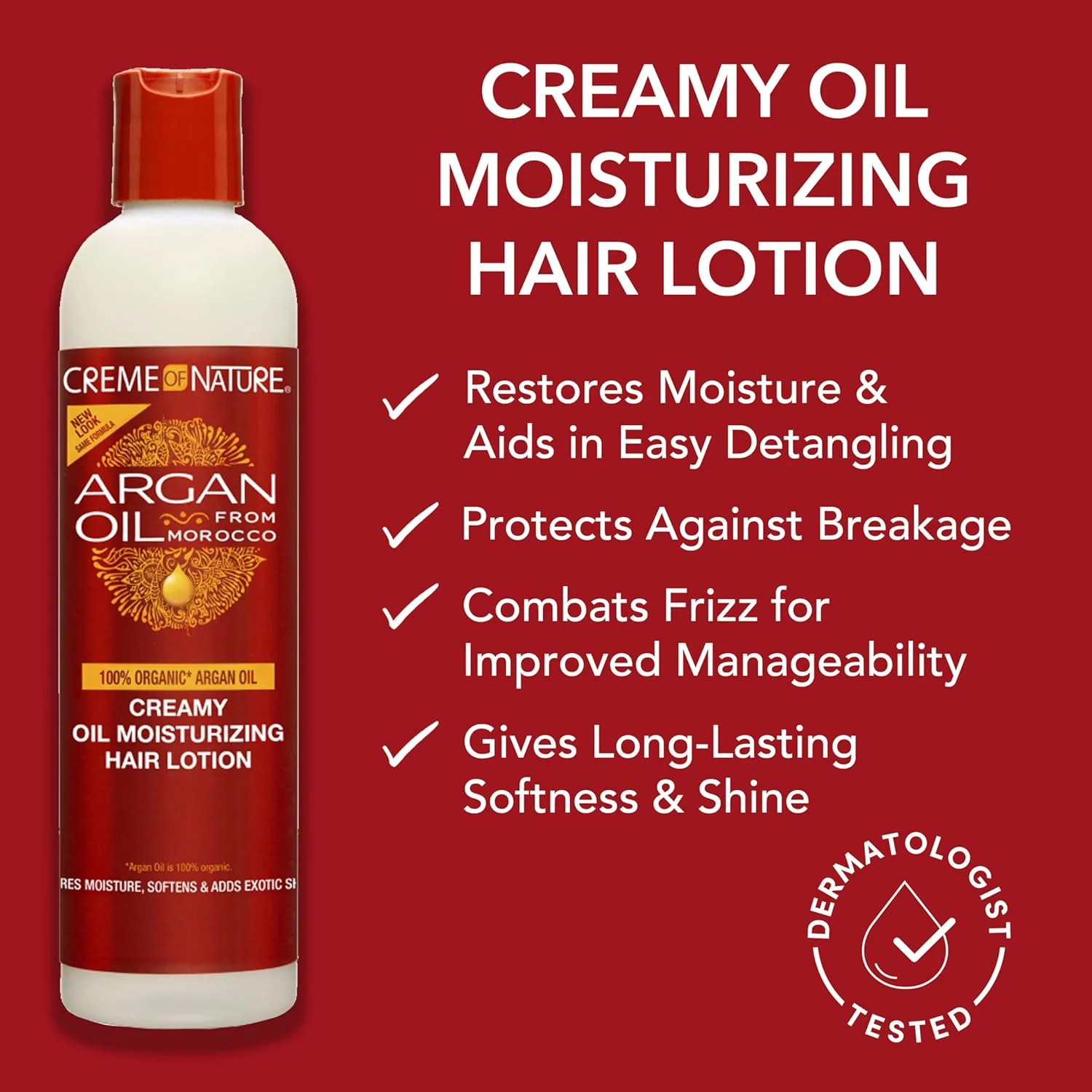 Creme of Nature ARGAN OIL CREAMY OIL MOISTURIZING HAIR LOTION 8.45oz-(C25201) - Image 3