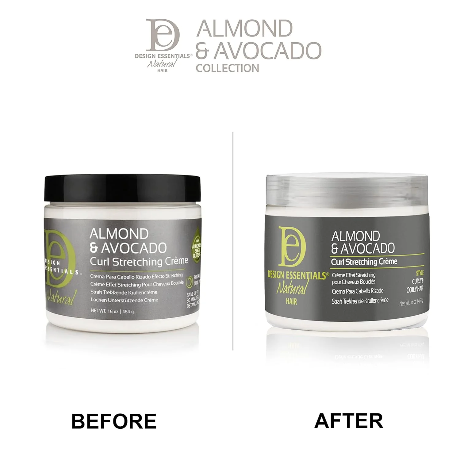 Design Essentials Natural Almond &amp; Avocado Curl Stretching Cream (JAR) 16 OZ(DES00435) - Image 2