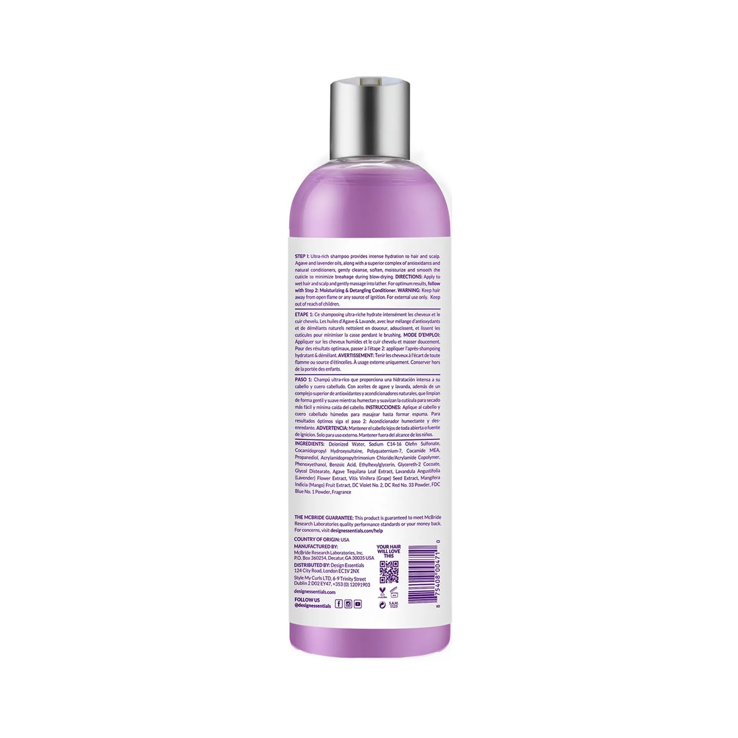 Design Essentials AGAVE & LAVENDER HAIR BATH (STEP 1) 12 OZ(DES00471) - Image 2