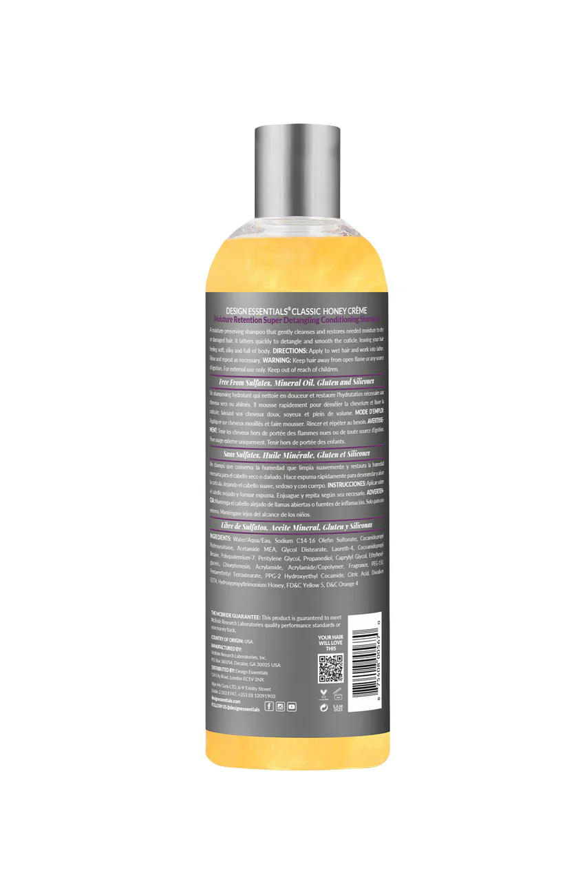 Design Essentials Honey Crème Moisture Retention Super Detangling Conditioning Shampoo  12 OZ(DES00567) - Image 2