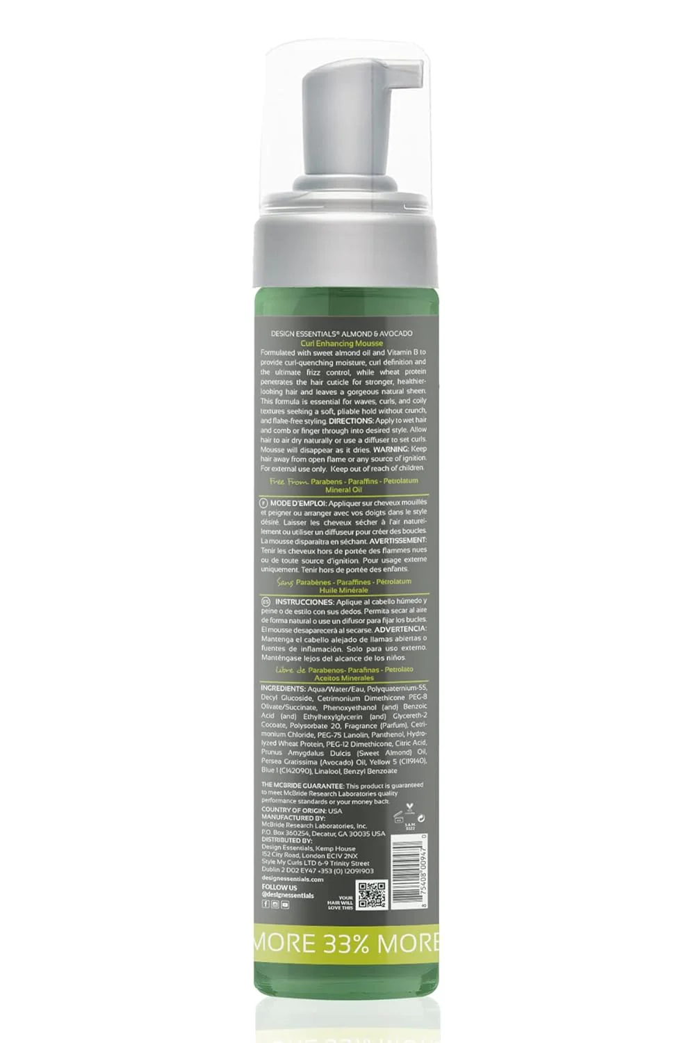 DESIGN NATURAL ALM & AVOC CURL ENHANCING MOUSSE 10 OZ(DES00947) - Image 4