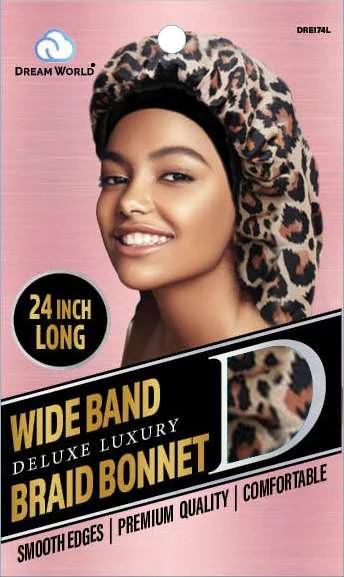 DREAM WIDE BAND EXTRA LONG BRAID BONNET LEOPARD (DRE174L)