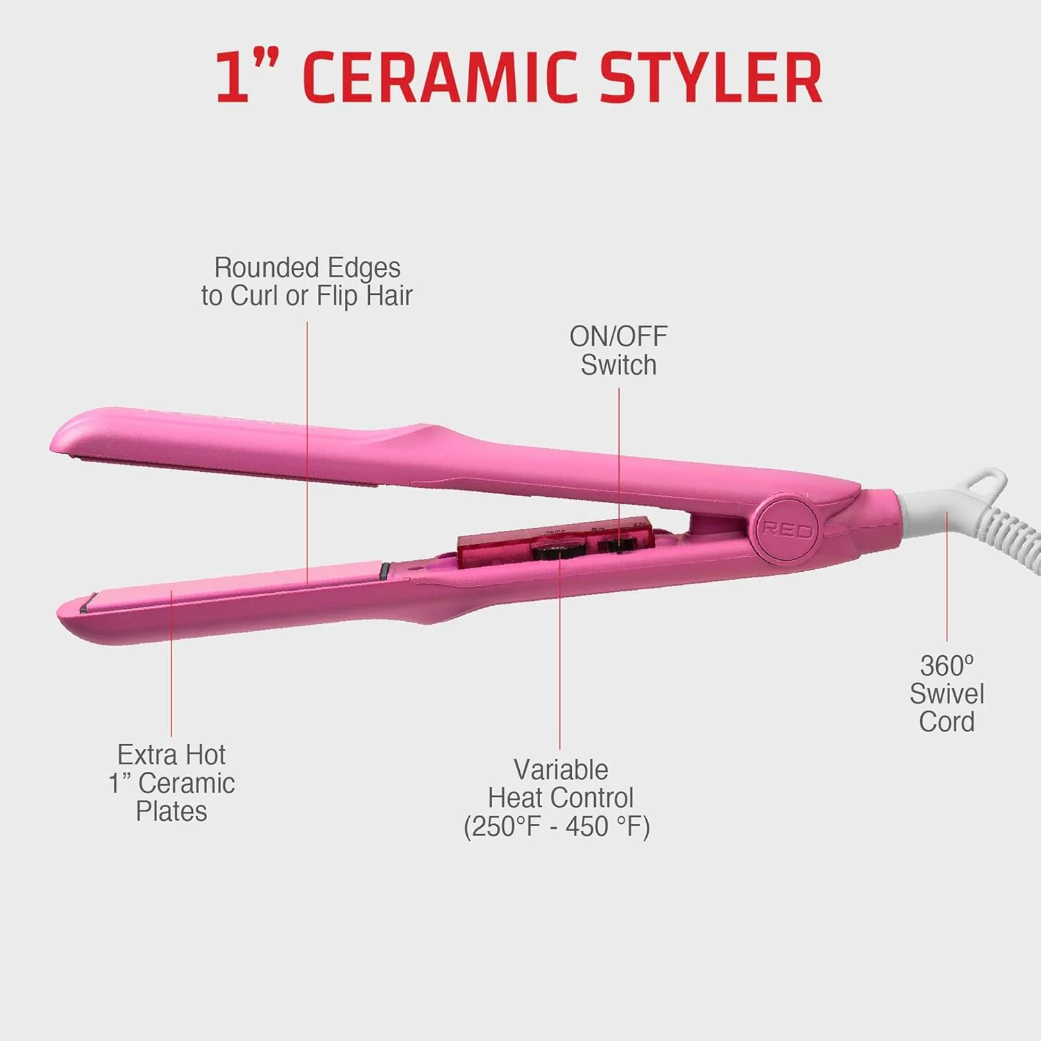FIK100 RED 1" CERAMIC STYLER - Image 3