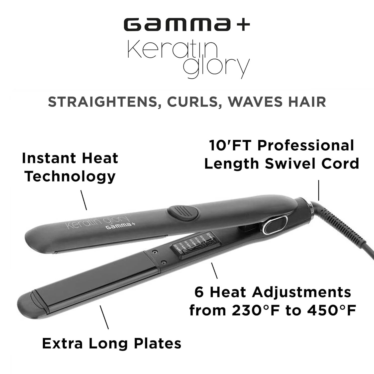 Gamma+ Keratin Glory Straightening Iron Black(GPKGB) - Image 3