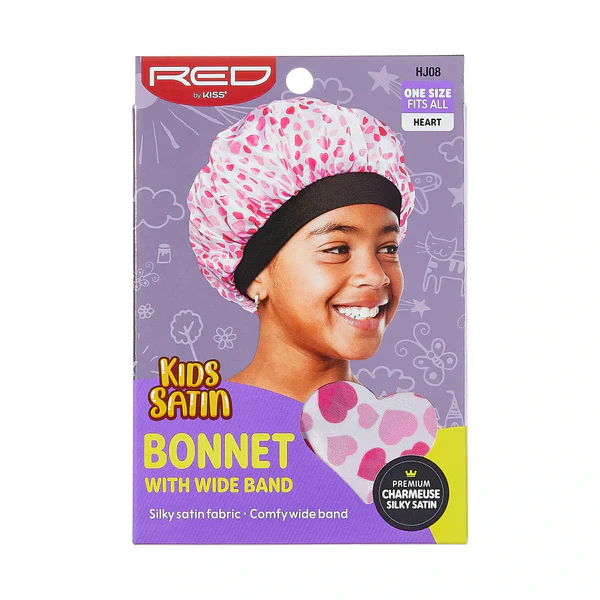 RED Kids Satin Bonnet - Heart (HJ08)