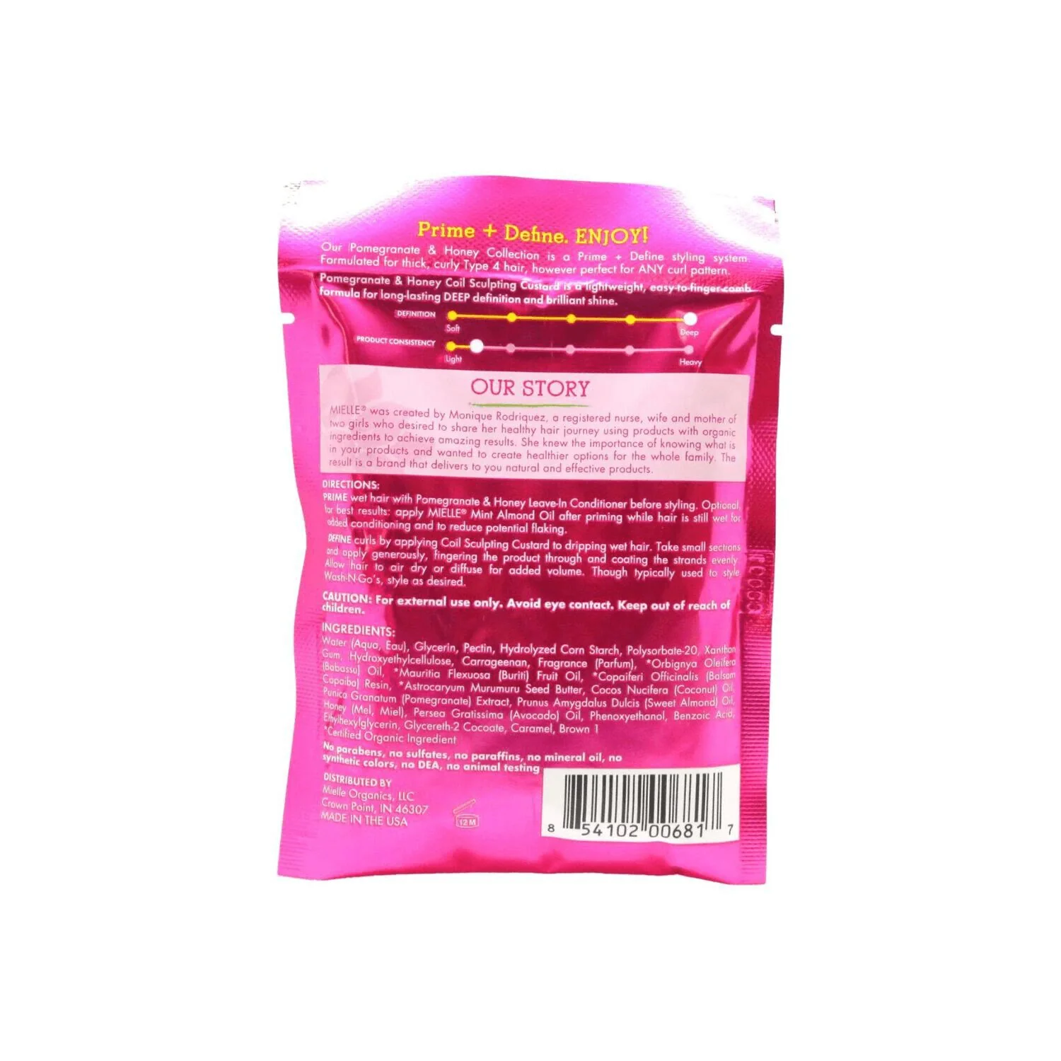 MIE00681D  MIELLE POMEGRANATE & HONEY COIL SCULPT CUSTARD [12PK/DS]  1.75oz-12P - Image 2