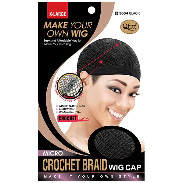 M&M Headgear Crochet Braid Wig Cap Black XL (MM5034)