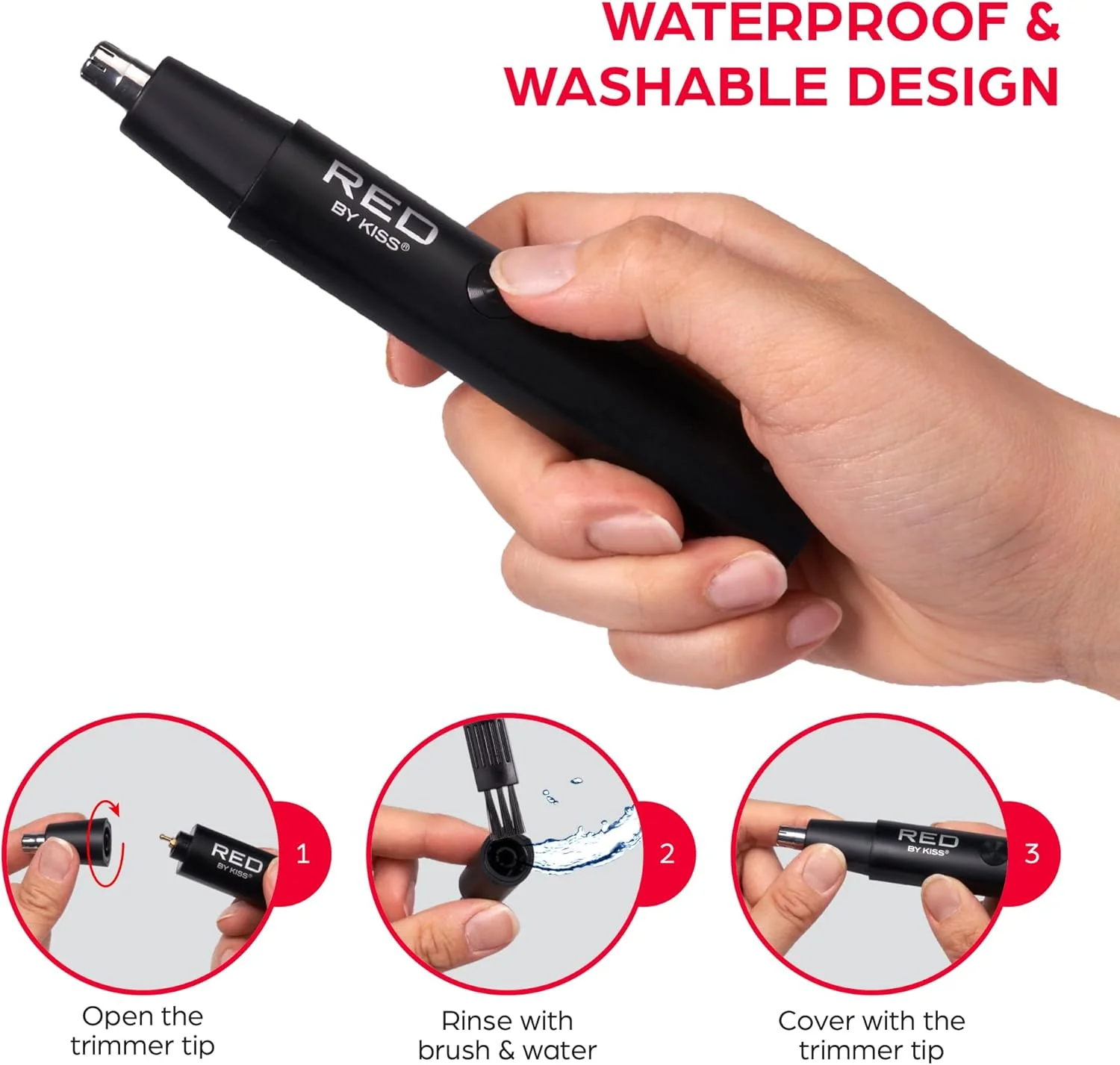 RED Cordless nose hair Trimmer(NHT01) - Image 6