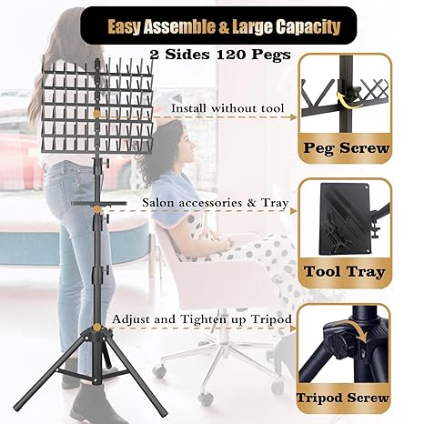SPOOL HAIR BRAIDING RACK BLACK(PBR-168BK 168) - Image 3