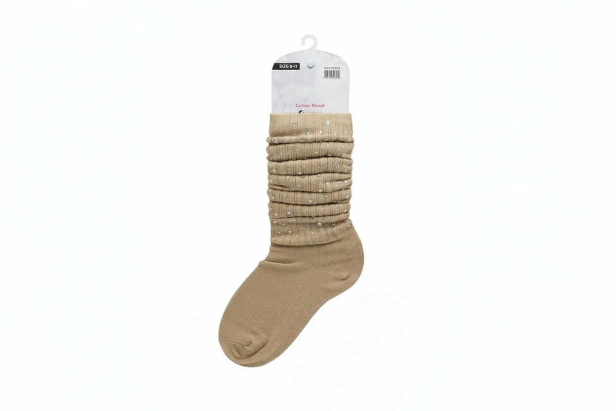 LADIES SLOUCH SOCKS W/STONE(SOCK02) - Image 4