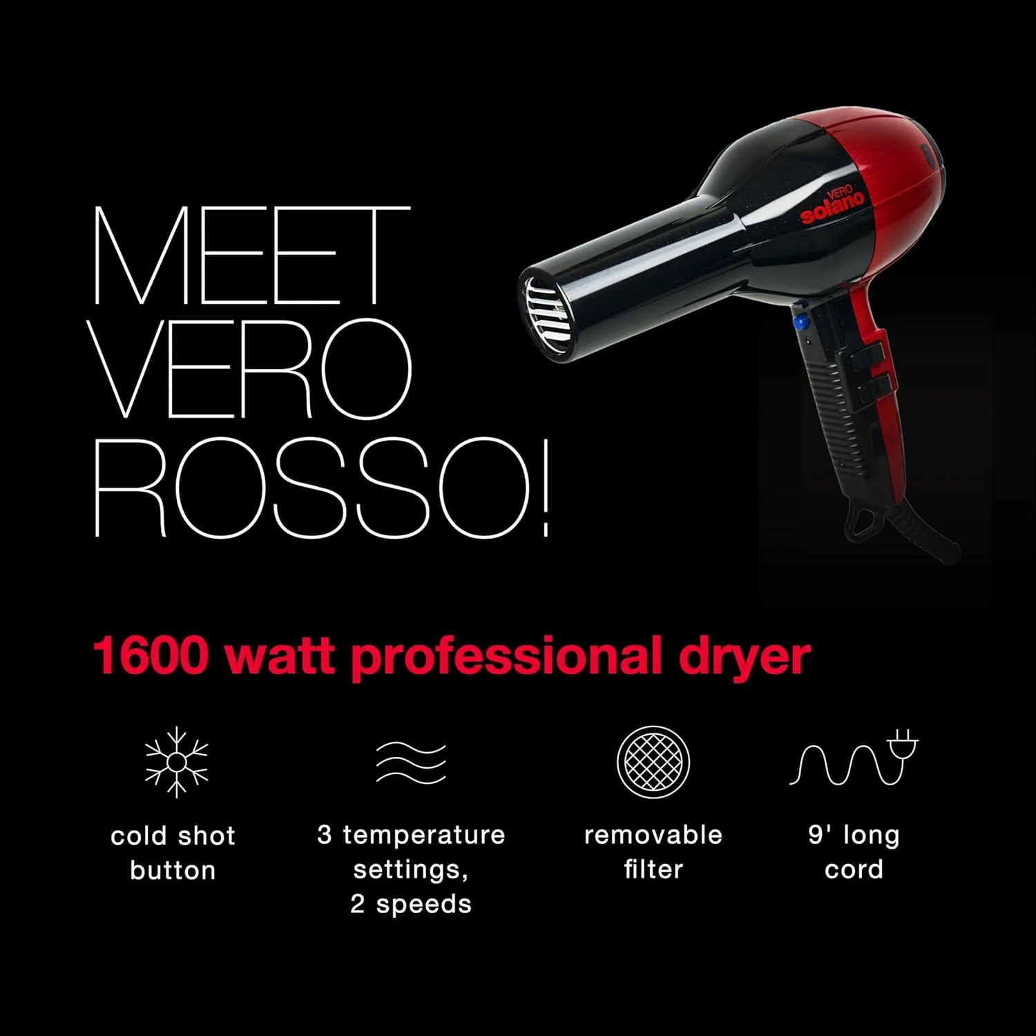 SOLANO DRYER VERO ROSSO (RED) 1600w - Image 2