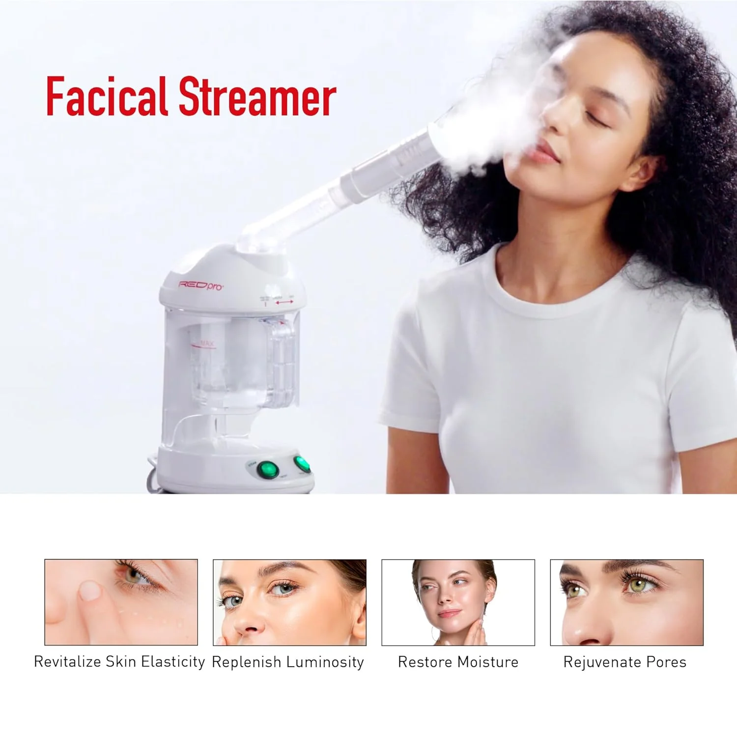 RED Pro Hair Therapy Steamer 2-in-1 Hair & Facial Steamer(STMR01) - Image 5