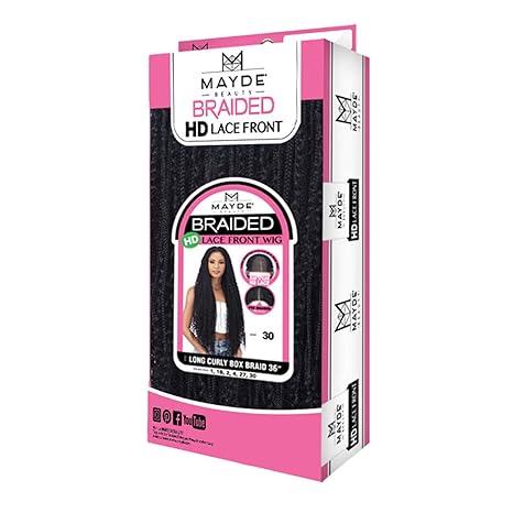 Long Curly Box Braids 36" HD Lace Front Braided Wig By Mayde Beauty - Image 2