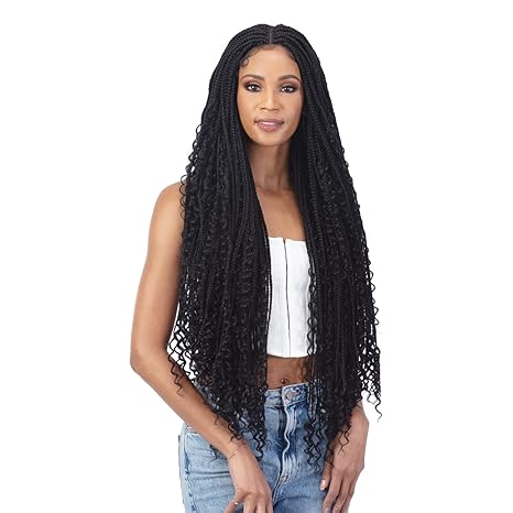 Long Curly Box Braids 36" HD Lace Front Braided Wig By Mayde Beauty - Image 3