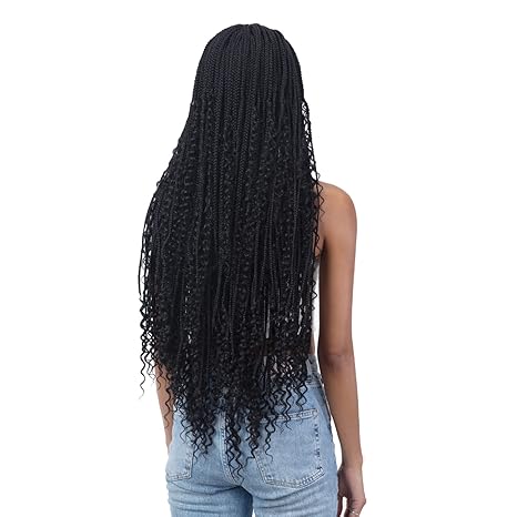 Long Curly Box Braids 36" HD Lace Front Braided Wig By Mayde Beauty - Image 4