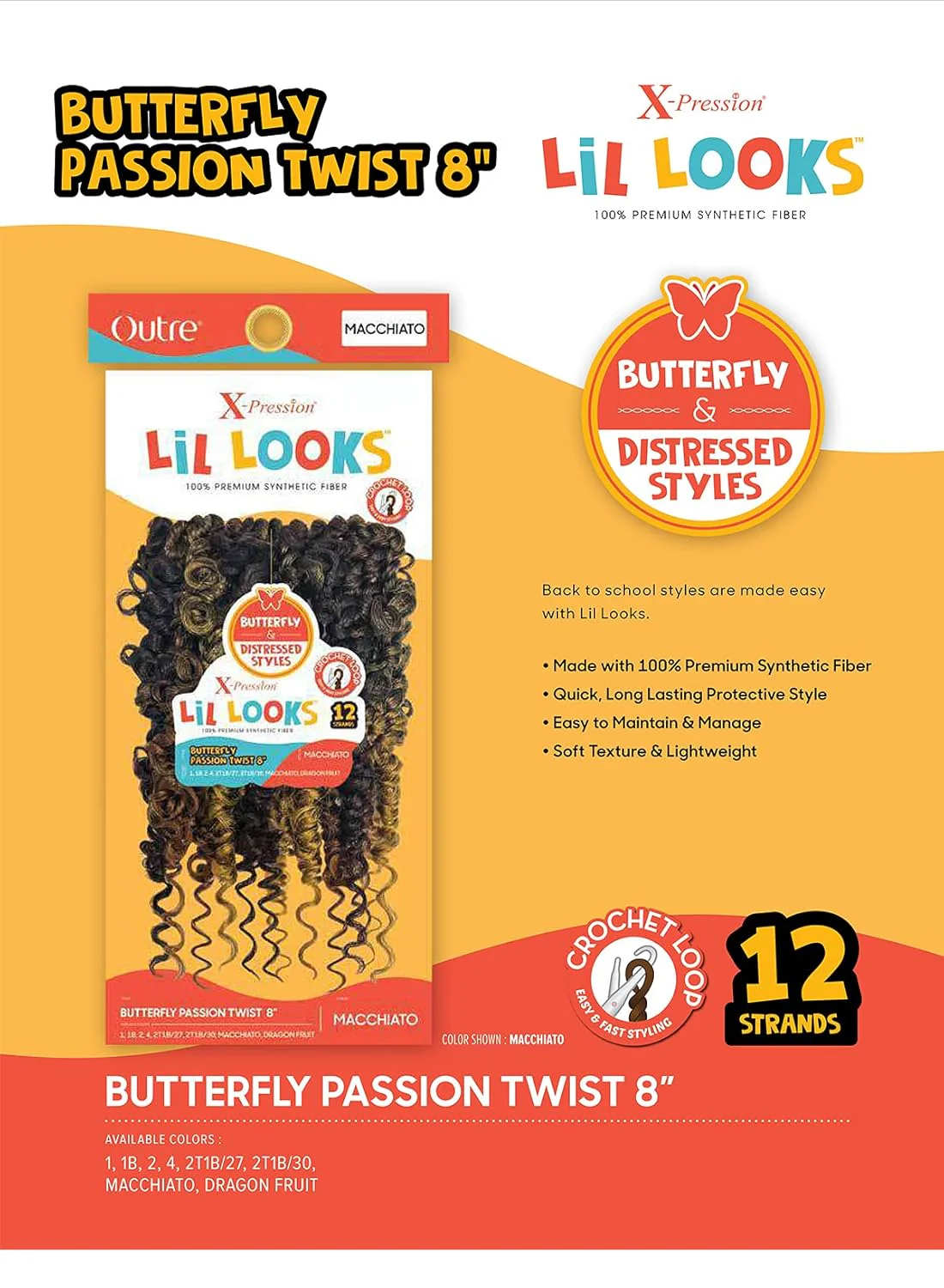 Outre X-Pression Butterfly Passion Twist 8" Synthetic Hair Crochet Braid - Image 3